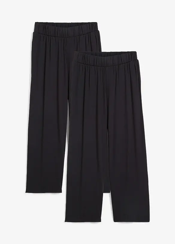 Lot de 2 pantalons 7/8 en jersey à taille haute, bonprix