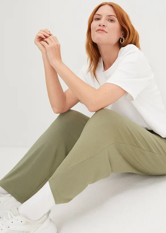 Lot de 2 pantalons 7/8 en jersey &agrave; taille haute, bonprix