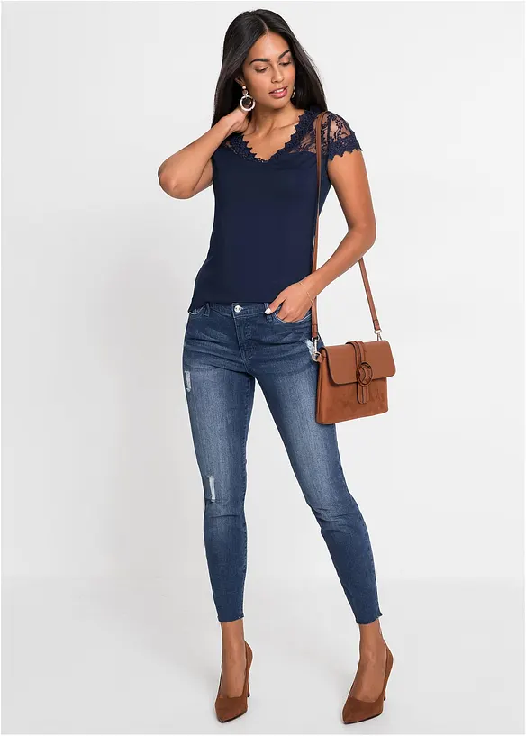 T-shirt &agrave; dentelle, bonprix