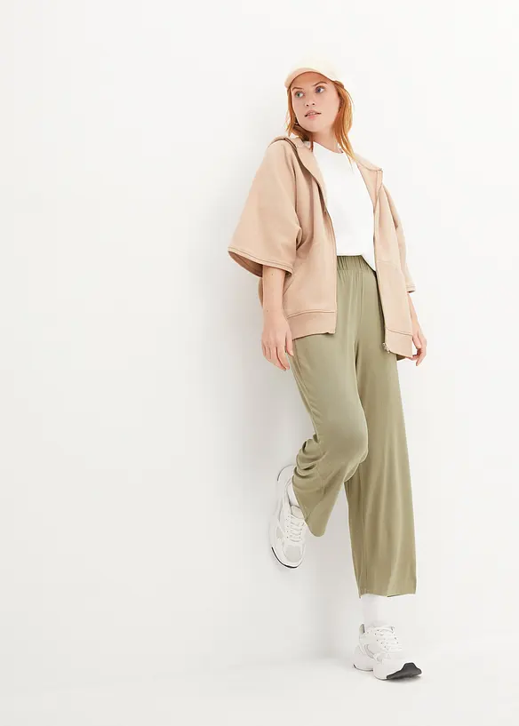 Lot de 2 pantalons 7/8 en jersey &agrave; taille haute, bonprix