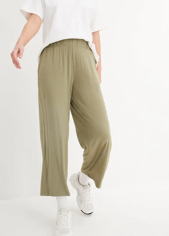 Lot de 2 pantalons 7/8 en jersey &agrave; taille haute, bonprix