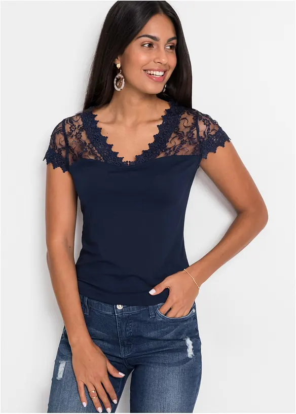 T-shirt &agrave; dentelle, bonprix