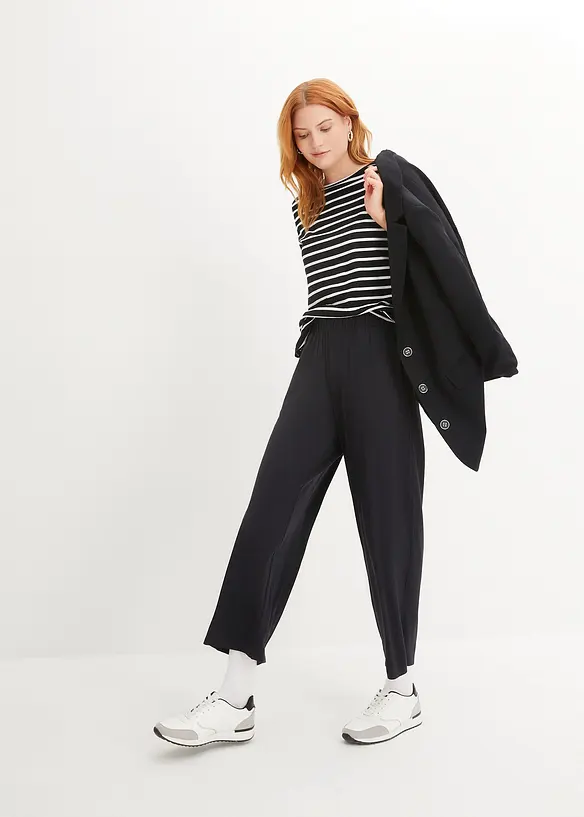 Lot de 2 pantalons 7/8 en jersey à taille haute, bonprix