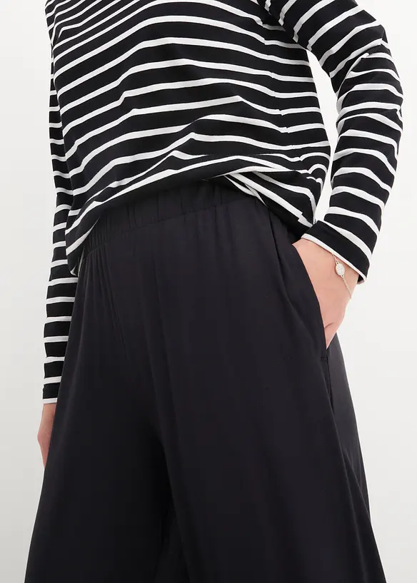 Lot de 2 pantalons 7/8 en jersey à taille haute, bonprix