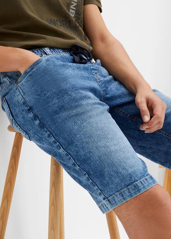 Bermuda taille élastiquée en léger denim, slim, bonprix