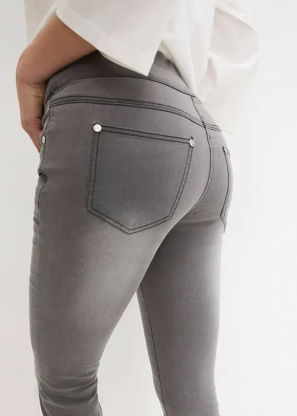 Jean droit taille mi-haute et élastiquée, très extensible, bonprix