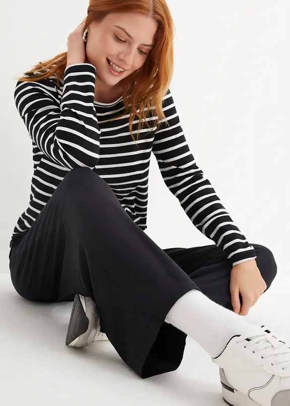 Lot de 2 pantalons 7/8 en jersey à taille haute, bonprix