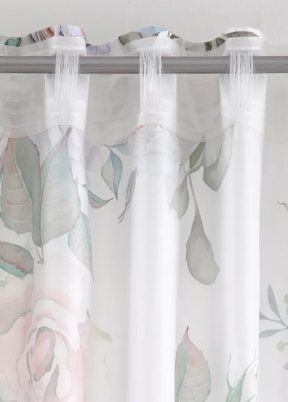 Rideau en microfibre à imprimé roses avec polyester recyclé (1 pce), bonprix