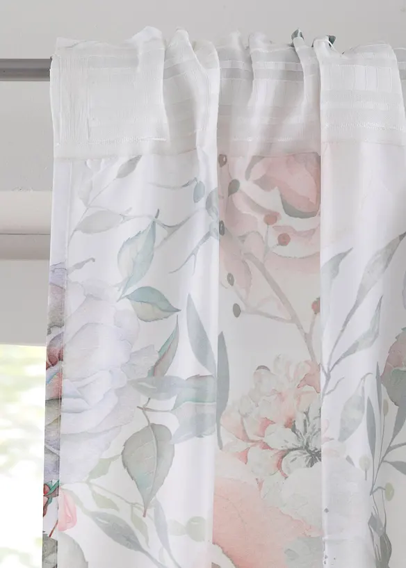 Rideau en microfibre à imprimé roses avec polyester recyclé (1 pce), bonprix