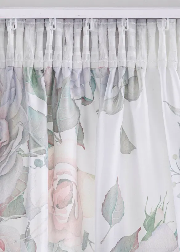 Rideau en microfibre à imprimé roses avec polyester recyclé (1 pce), bonprix