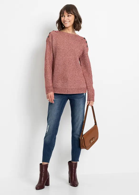 Pull oversize &agrave; boutons, bonprix