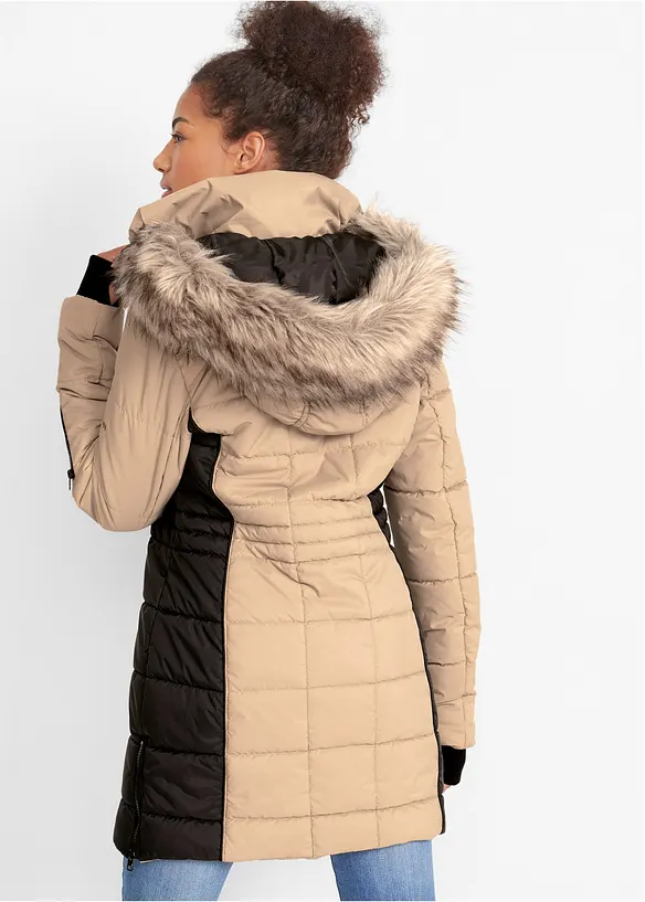 Manteau outdoor imperméable avec bordure peluche, bonprix