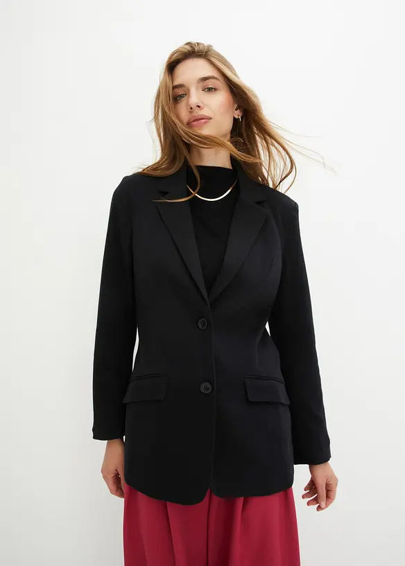 Blazer long en jersey coton, bonprix