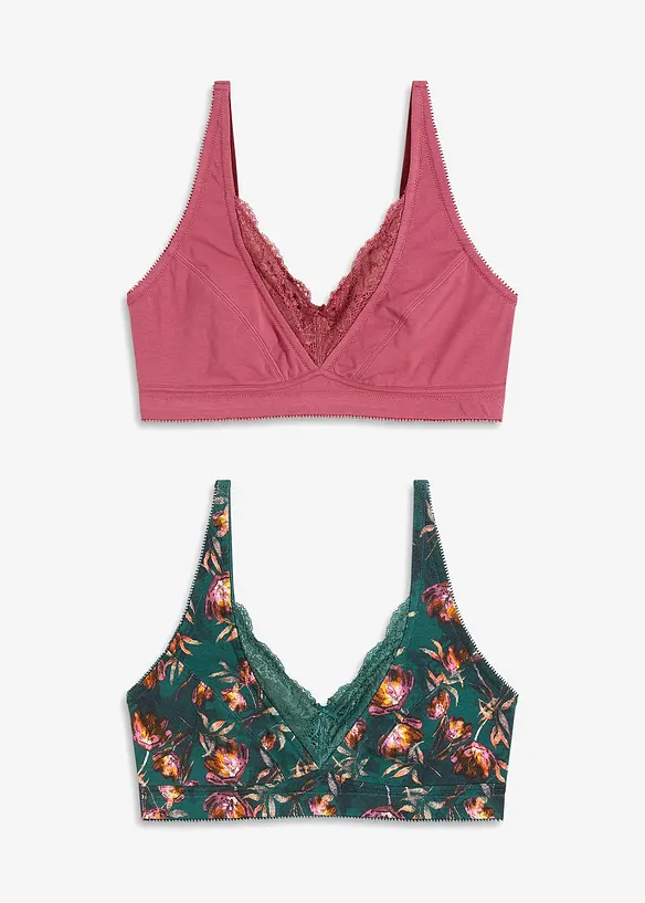 Lot de 2 soutiens-gorge coton sans armatures, bonprix