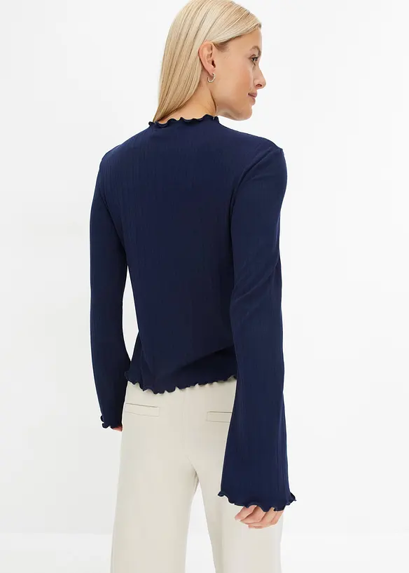 T-shirt côtelé manches longues, bonprix