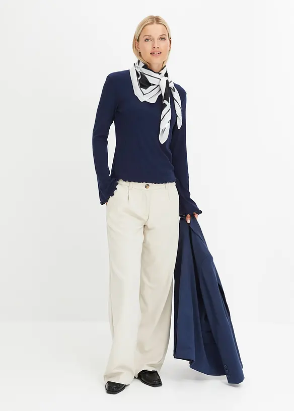 T-shirt côtelé manches longues, bonprix