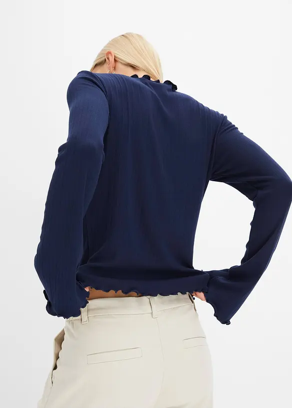 T-shirt côtelé manches longues, bonprix