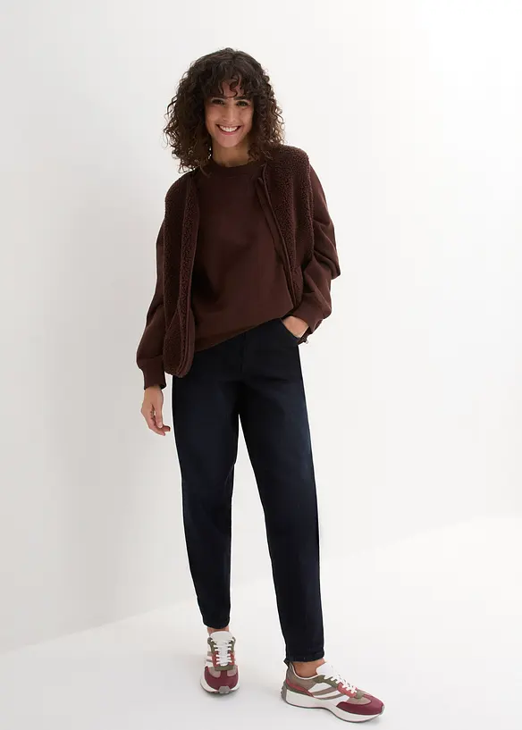 Jean barrel taille haute et élastiquée, bonprix