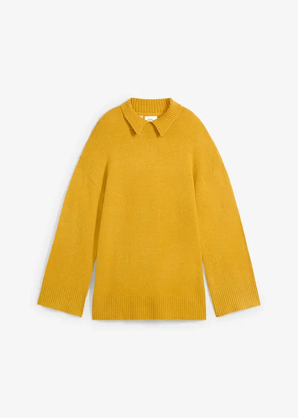 Pull oversize à col roulé ouvert et fentes latérales, bonprix