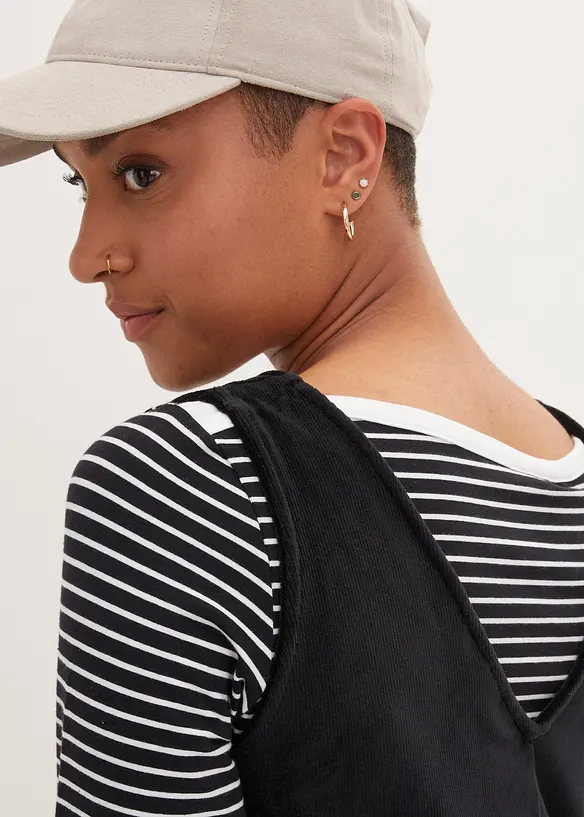 Robe chasuble en jersey velours c&ocirc;tel&eacute;, bonprix