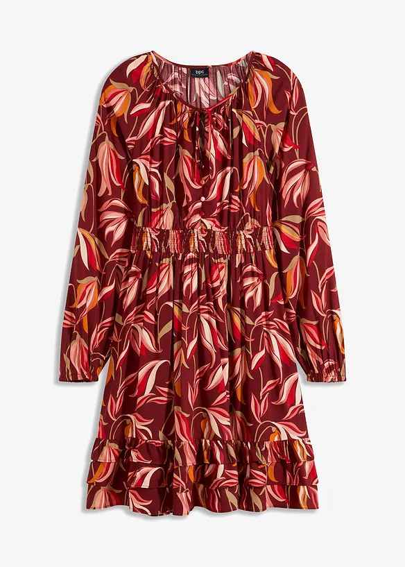 Robe en viscose tissée à ceinture smockée, longueur genou, bonprix