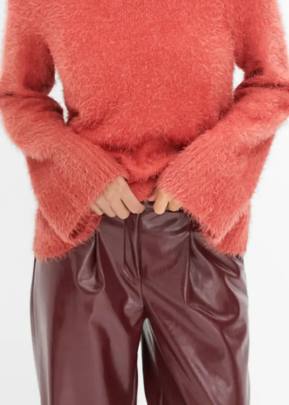 Pull boxy en fil plume à manches larges, bonprix