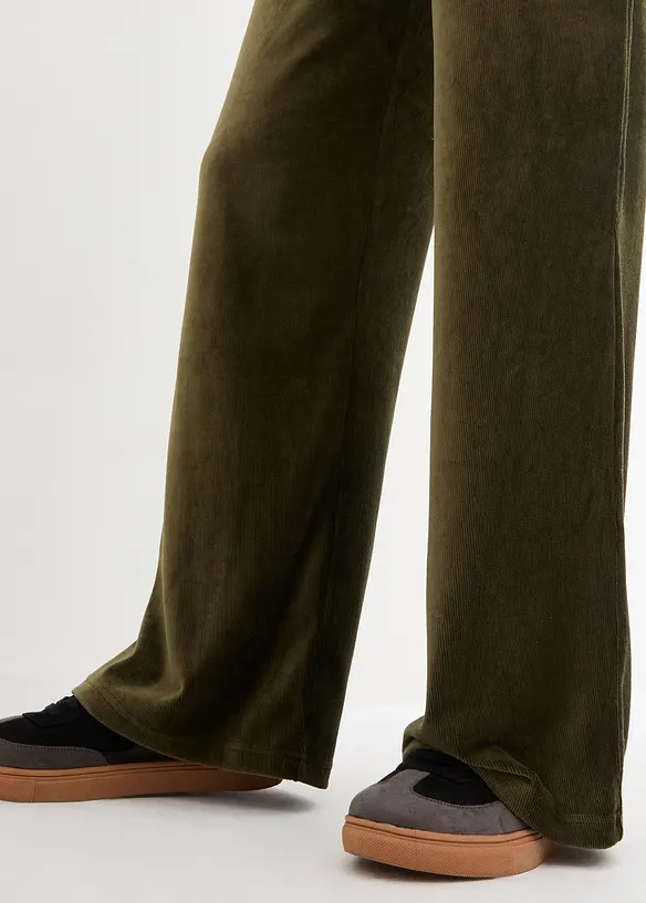 Pantalon velours côtelé à taille élastiquée, bonprix