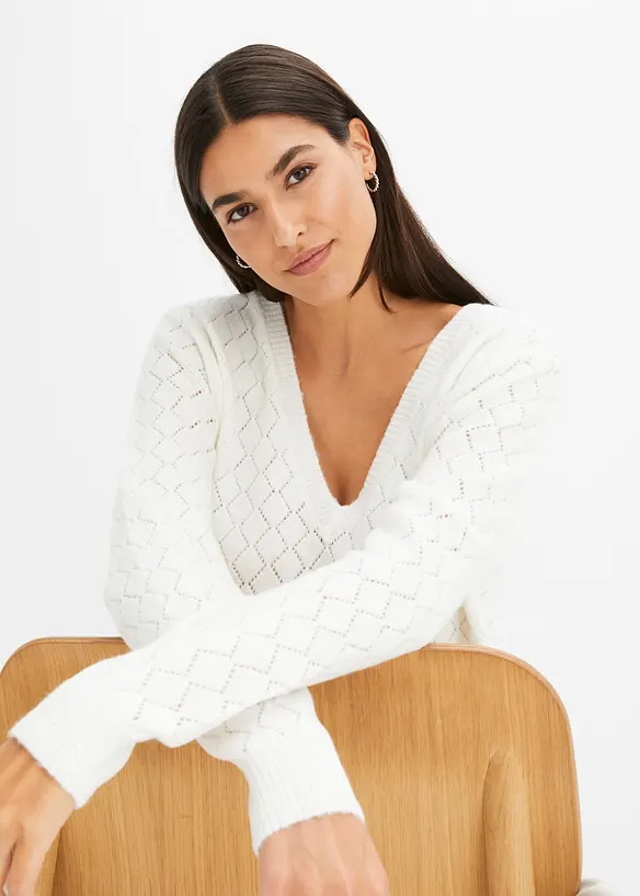 Pull en maille ajourée, bonprix
