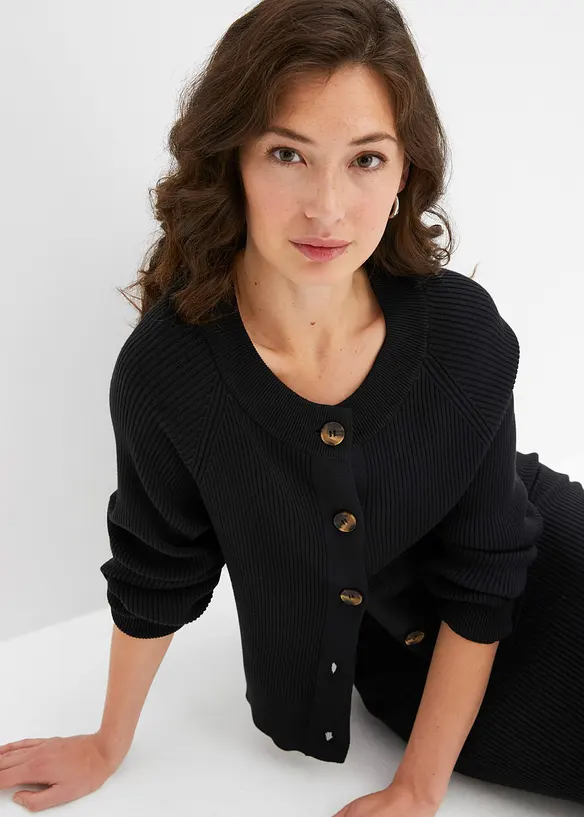 Gilet en maille côtelée, viscose majoritaire, bonprix