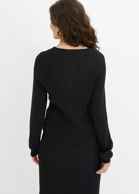 Gilet en maille côtelée, viscose majoritaire, bonprix