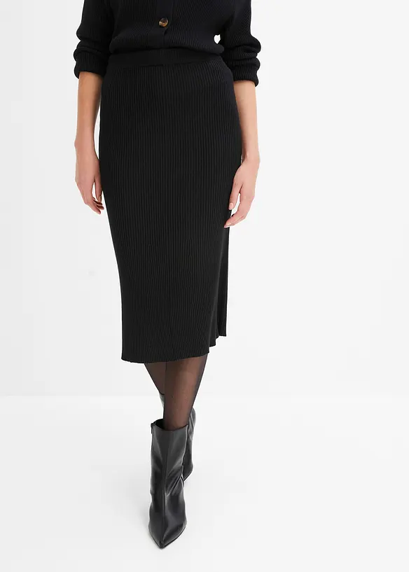 Jupe en maille côtelée, viscose majoritaire, bonprix