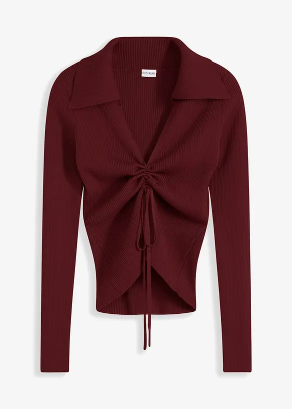 Pull côtelé froncé devant, bonprix