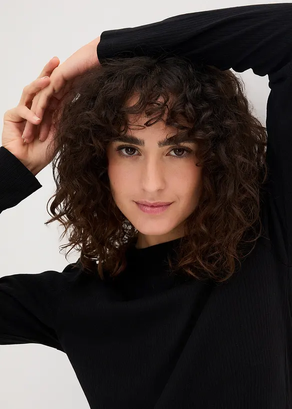 T-shirt côtelé manches longues 100 % coton, bonprix