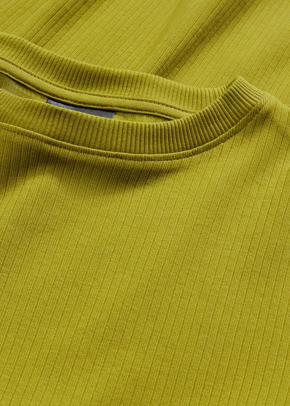 T-shirt côtelé manches longues 100 % coton, bonprix