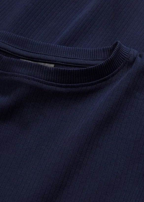 T-shirt côtelé manches longues 100 % coton, bonprix