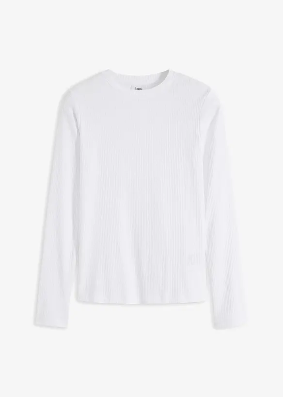 T-shirt côtelé manches longues 100 % coton, bonprix