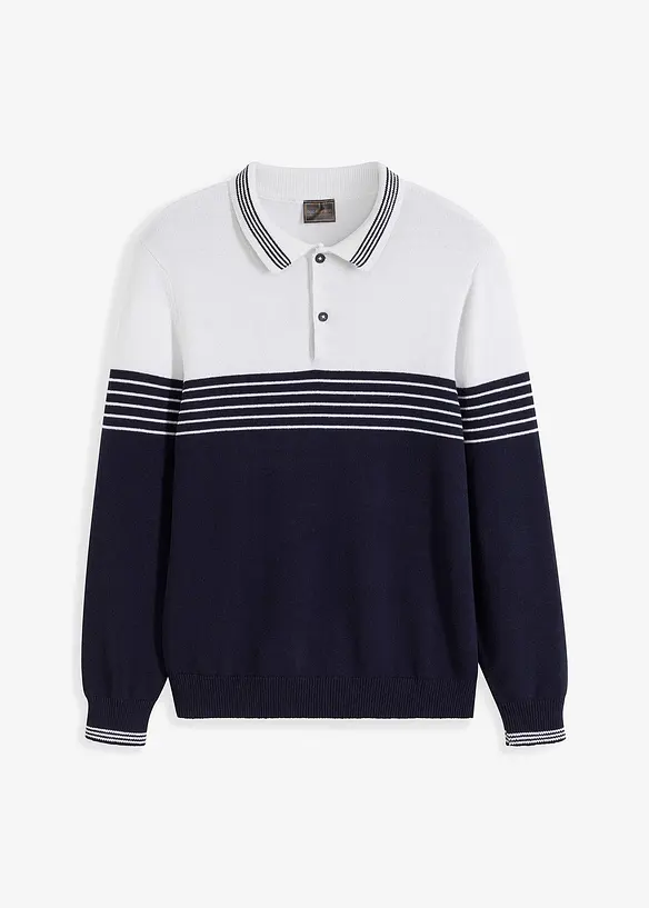 Pull polo en fine maille, bonprix