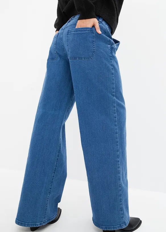 Jean Wide Leg, taille moyenne, bonprix