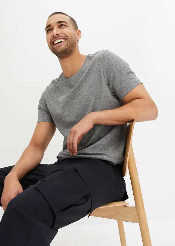 Pantalon cargo loose en coton extensible et robuste, bonprix