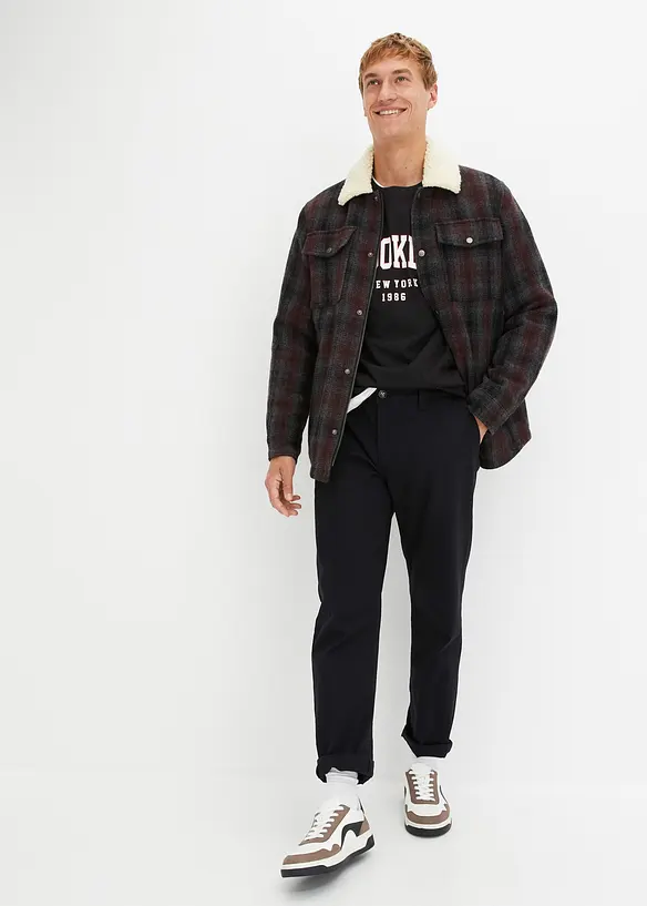 Pantalon chino en coton extensible, ample et droit, bonprix