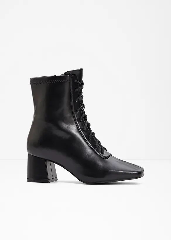 Bottines à lacets et talon bloc, bonprix