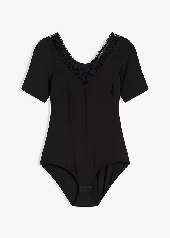 Body manches courtes en modal et dentelle, bonprix