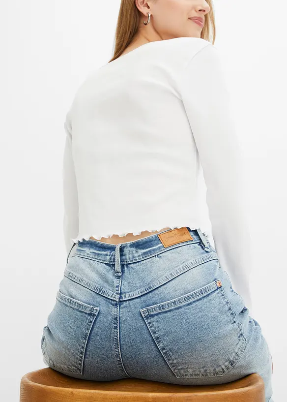 Jean mom taille haute, extensible, bonprix