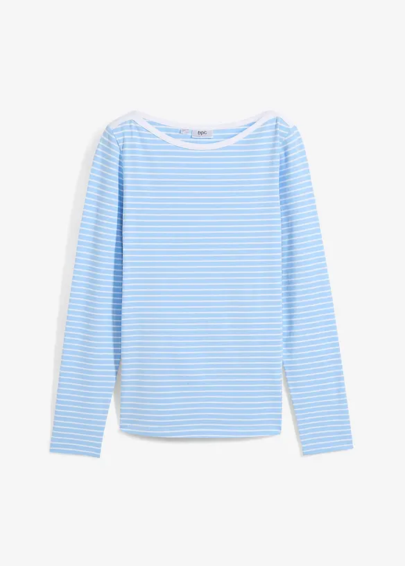 T-shirt manches longues rayé col bateau, bonprix