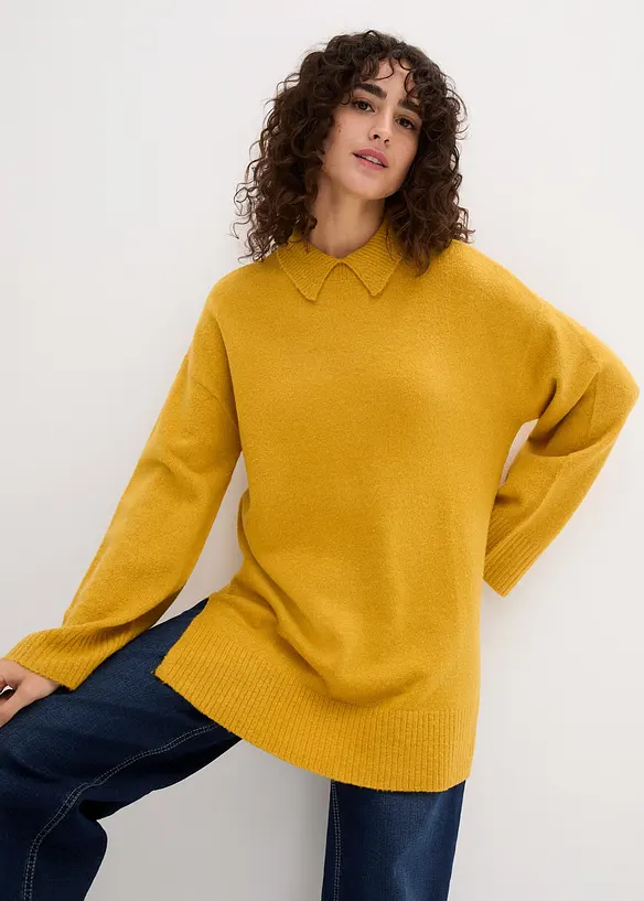 Pull oversize à col roulé ouvert et fentes latérales, bonprix