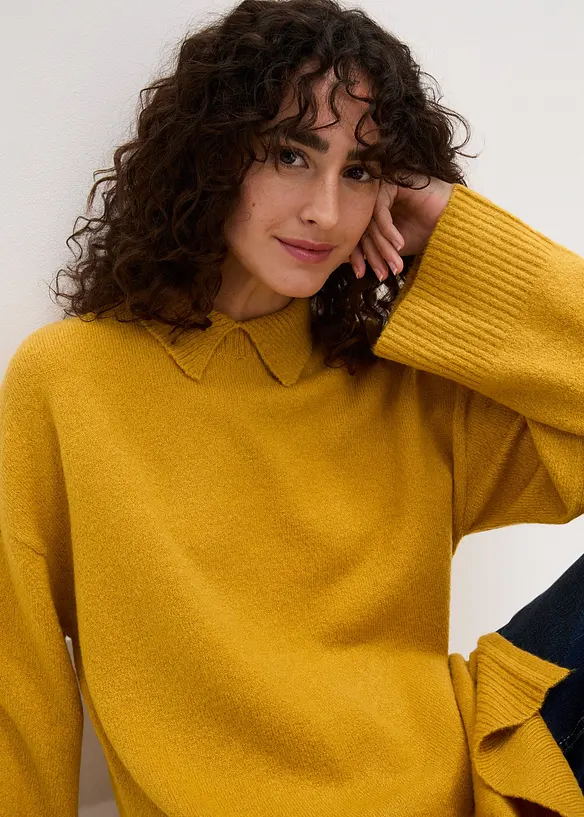 Pull oversize à col roulé ouvert et fentes latérales, bonprix