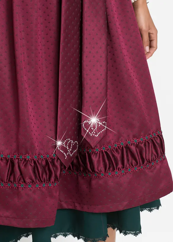 Dirndl à tablier en satin brodé (ens. 2 pces), bonprix