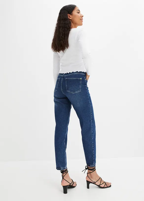 Jean mom taille haute, peu extensible, cropped, bonprix