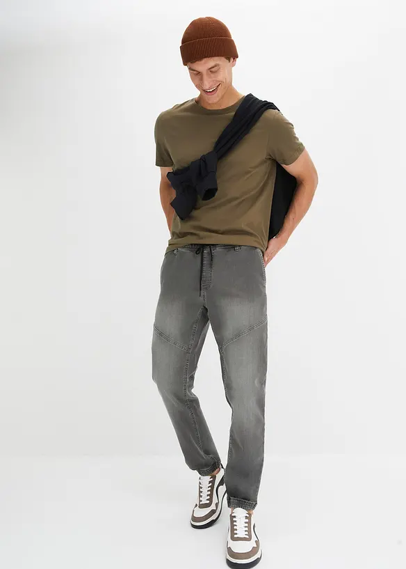 Jean jogger droit taille élastiquée, regular, bonprix