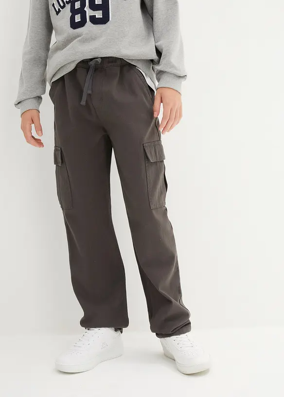 Pantalon cargo 100% coton, coupe droite et loose, bonprix